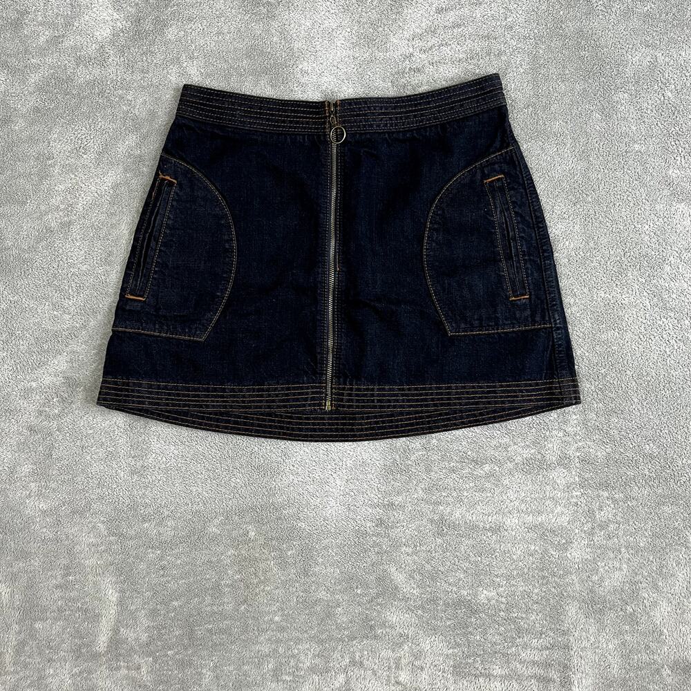 Abercrombie & Fitch Denim Mini Skirt Womens 2 Front Zip Dark Wash Y2K Style NWT